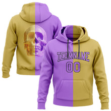 Load image into Gallery viewer, Custom Stitched Old Gold Purple-Black 3D Skull Fashion Sports Pullover Sweatshirt Hoodie
