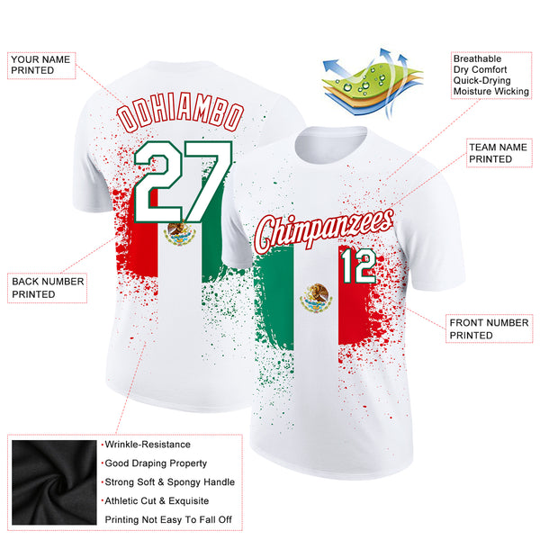 Cheap Custom Kelly Green White Red-Black Sublimation Mexican Flag