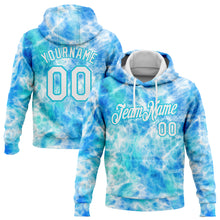 Load image into Gallery viewer, Custom Stitched Tie Dye White-Sky Blue 3D Abstract Style Sports Pullover Sweatshirt Hoodie
