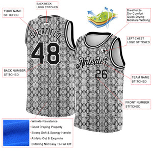 Custom Black White 3D Pattern Design Snakeskin Authentic Basketball Jersey