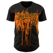 Load image into Gallery viewer, Custom Black Bay Orange 3D Pattern Design Dripping Splatter Art Authentic Baseball Jersey
