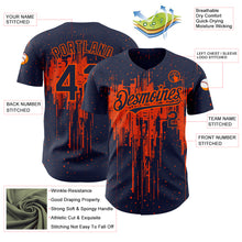 Load image into Gallery viewer, Custom Navy Orange 3D Pattern Design Dripping Splatter Art Authentic Baseball Jersey
