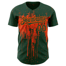 Load image into Gallery viewer, Custom Green Orange 3D Pattern Design Dripping Splatter Art Authentic Baseball Jersey
