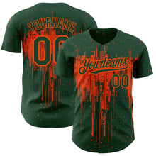 Load image into Gallery viewer, Custom Green Orange 3D Pattern Design Dripping Splatter Art Authentic Baseball Jersey
