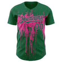 Load image into Gallery viewer, Custom Kelly Green Pink 3D Pattern Design Dripping Splatter Art Authentic Baseball Jersey
