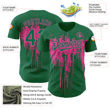 Load image into Gallery viewer, Custom Kelly Green Pink 3D Pattern Design Dripping Splatter Art Authentic Baseball Jersey
