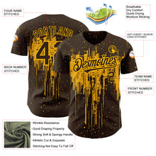 Load image into Gallery viewer, Custom Brown Gold 3D Pattern Design Dripping Splatter Art Authentic Baseball Jersey
