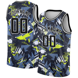 Custom Black White 3D Pattern Design Abstract Grunge Art Authentic Basketball Jersey