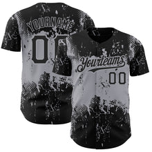 Load image into Gallery viewer, Custom Black Gray 3D Pattern Design Abstract Splatter Grunge Art Authentic Baseball Jersey
