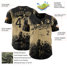 Load image into Gallery viewer, Custom Black Vegas Gold 3D Pattern Design Abstract Splatter Grunge Art Authentic Baseball Jersey
