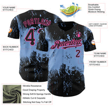 Load image into Gallery viewer, Custom Black Light Blue-Pink 3D Pattern Design Abstract Splatter Grunge Art Authentic Baseball Jersey
