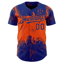 Load image into Gallery viewer, Custom Royal Orange 3D Pattern Design Abstract Splatter Grunge Art Authentic Baseball Jersey
