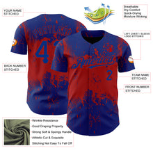 Load image into Gallery viewer, Custom Royal Red 3D Pattern Design Abstract Splatter Grunge Art Authentic Baseball Jersey
