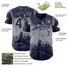 Load image into Gallery viewer, Custom Navy Gray 3D Pattern Design Abstract Splatter Grunge Art Authentic Baseball Jersey
