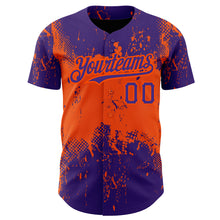 Load image into Gallery viewer, Custom Purple Orange 3D Pattern Design Abstract Splatter Grunge Art Authentic Baseball Jersey
