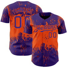 Load image into Gallery viewer, Custom Purple Orange 3D Pattern Design Abstract Splatter Grunge Art Authentic Baseball Jersey
