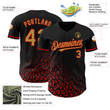 Load image into Gallery viewer, Custom Black Old Gold-Red 3D Pattern Design Leopard Print Fade Fashion Authentic Baseball Jersey
