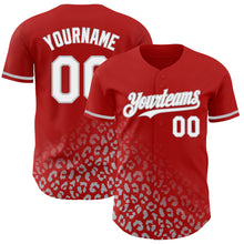 Load image into Gallery viewer, Custom Red White-Gray 3D Pattern Design Leopard Print Fade Fashion Authentic Baseball Jersey
