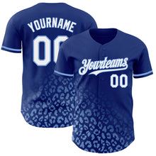 Load image into Gallery viewer, Custom Royal White-Light Blue 3D Pattern Design Leopard Print Fade Fashion Authentic Baseball Jersey
