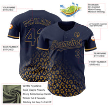 Load image into Gallery viewer, Custom Navy Old Gold 3D Pattern Design Leopard Print Fade Fashion Authentic Baseball Jersey
