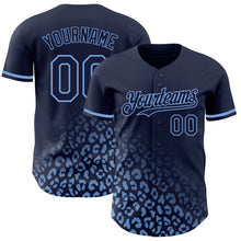 Load image into Gallery viewer, Custom Navy Light Blue 3D Pattern Design Leopard Print Fade Fashion Authentic Baseball Jersey
