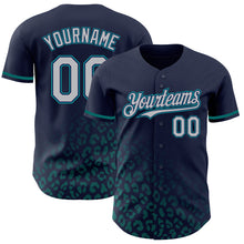 Load image into Gallery viewer, Custom Navy Gray-Teal 3D Pattern Design Leopard Print Fade Fashion Authentic Baseball Jersey
