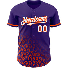 Load image into Gallery viewer, Custom Purple White-Orange 3D Pattern Design Leopard Print Fade Fashion Authentic Baseball Jersey
