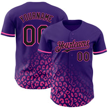 Load image into Gallery viewer, Custom Purple Black-Pink 3D Pattern Design Leopard Print Fade Fashion Authentic Baseball Jersey
