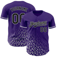 Load image into Gallery viewer, Custom Purple Black-Gray 3D Pattern Design Leopard Print Fade Fashion Authentic Baseball Jersey
