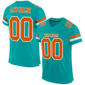 Custom Aqua Texas Orange-White Mesh Authentic Football Jersey