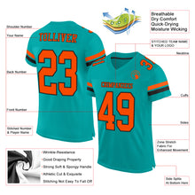 Load image into Gallery viewer, Custom Aqua Orange-Black Mesh Authentic Football Jersey
