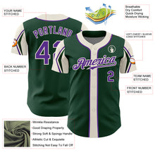 Load image into Gallery viewer, Custom Green Purple-Cream 3 Colors Arm Shapes Authentic Baseball Jersey
