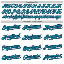 Load image into Gallery viewer, Custom White Teal-Navy 3 Colors Arm Shapes Authentic Baseball Jersey
