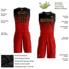 Load image into Gallery viewer, Custom Red Black-Old Gold Round Neck Sublimation Basketball Suit Jersey
