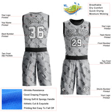 Load image into Gallery viewer, Custom Gray White-Black Round Neck Sublimation Basketball Suit Jersey
