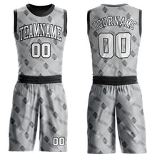 Load image into Gallery viewer, Custom Gray White-Black Round Neck Sublimation Basketball Suit Jersey
