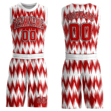 Load image into Gallery viewer, Custom White Red-Black Round Neck Sublimation Basketball Suit Jersey
