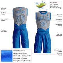 Load image into Gallery viewer, Custom Gray Blue Color Splash Round Neck Sublimation Basketball Suit Jersey
