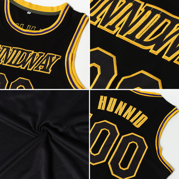 Custom White Black-Gold Authentic Throwback Basketball Jersey