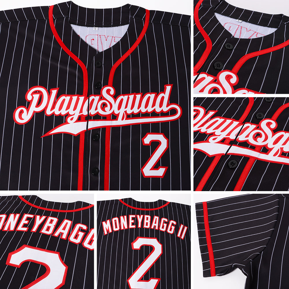Custom Baseball Jersey Embroidered Your Names and Numbers –  Pinstripe(White/Red)