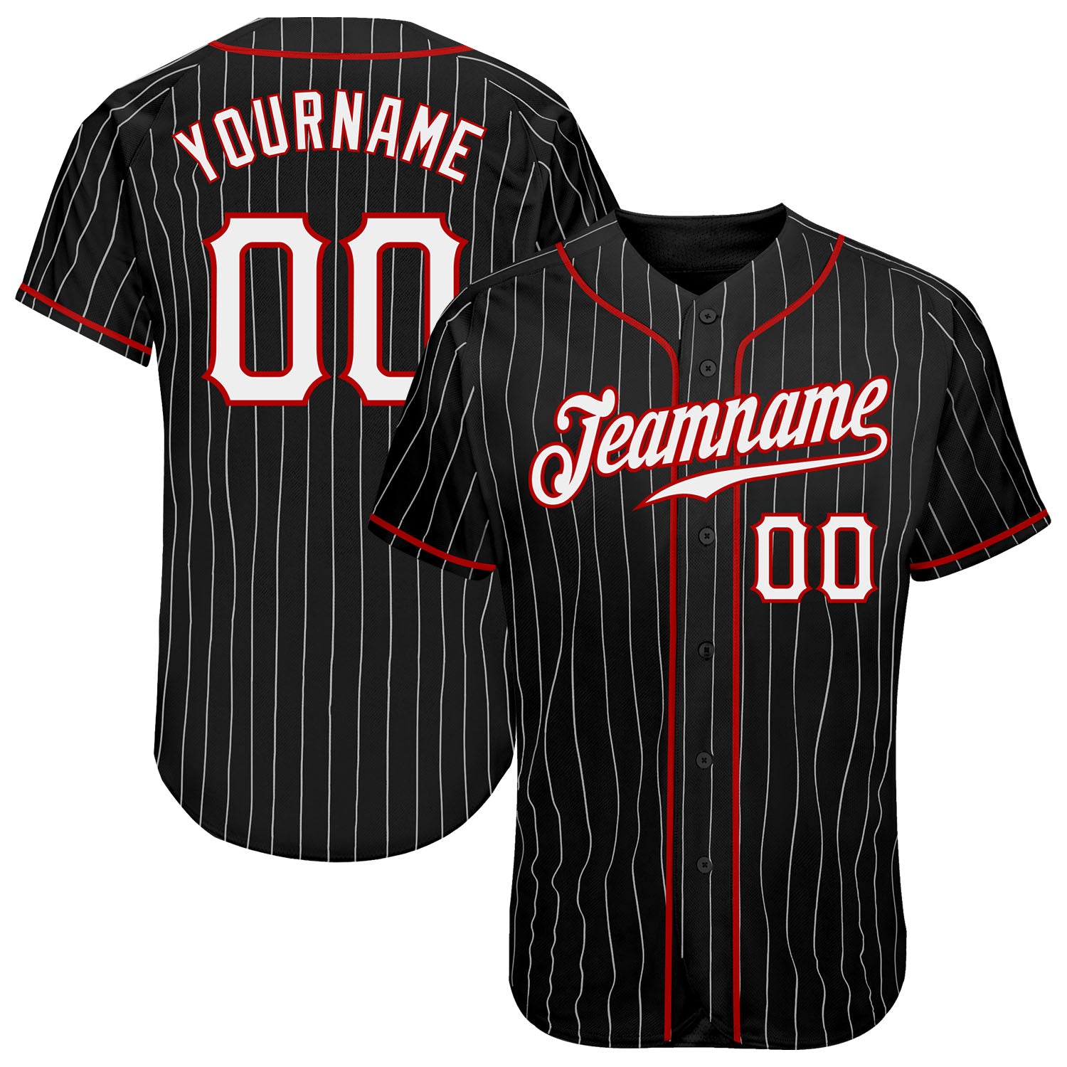 Custom White Red Pinstripe Red-Black Authentic Basketball Jersey S