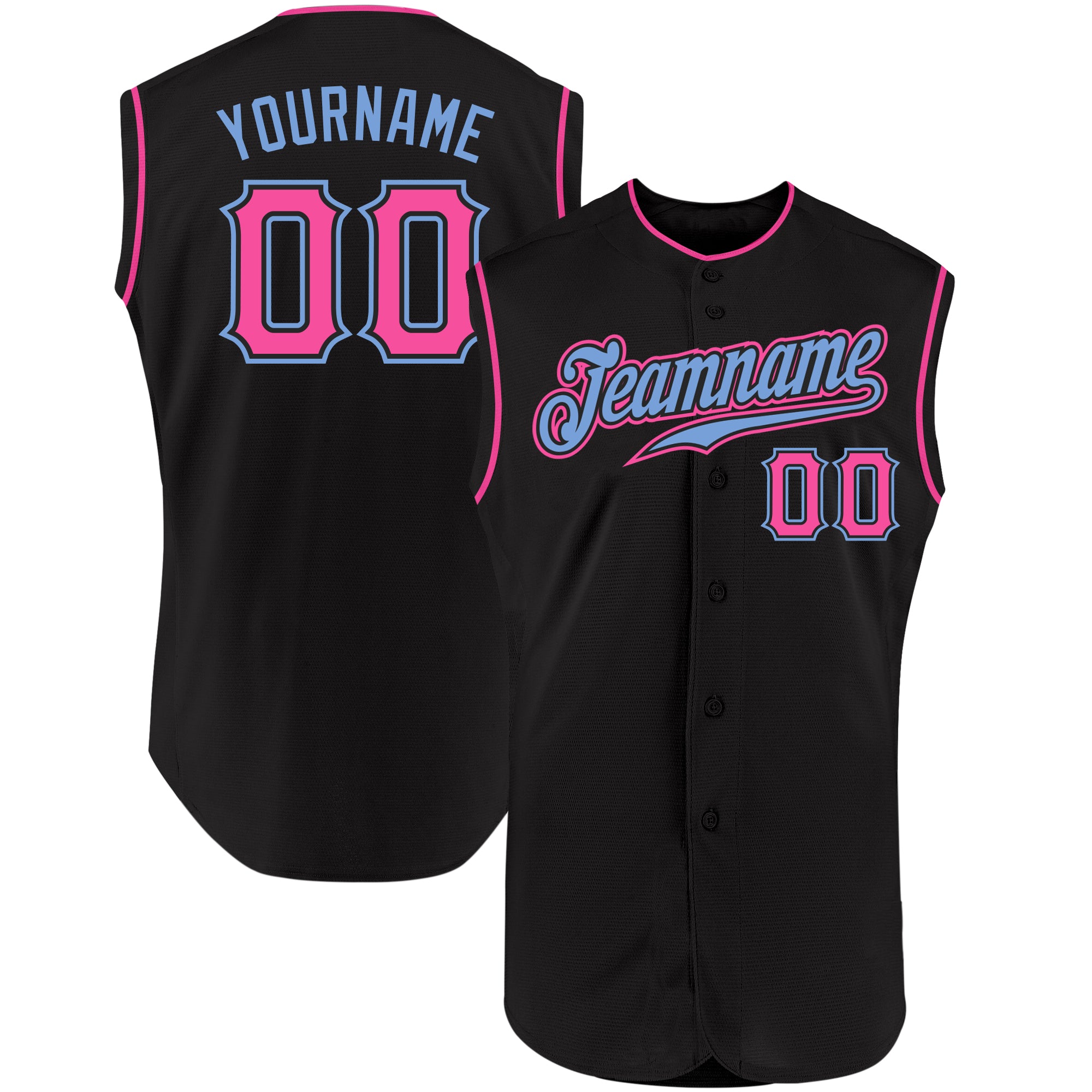 Custom Baseball Jersey Powder Blue Pink-Black Authentic Two Tone