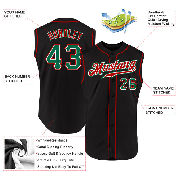 Custom Black Kelly Green-Red Authentic Sleeveless Baseball Jersey Fast  Shipping – FiitgCustom
