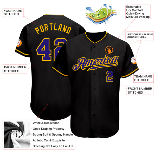 Custom Gold White-Purple Authentic Two Tone Baseball Jersey