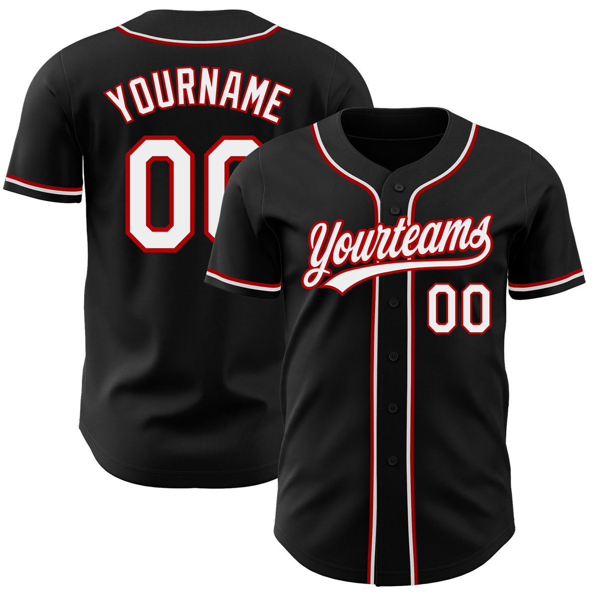 Custom Baseball Jersey Red White-Black