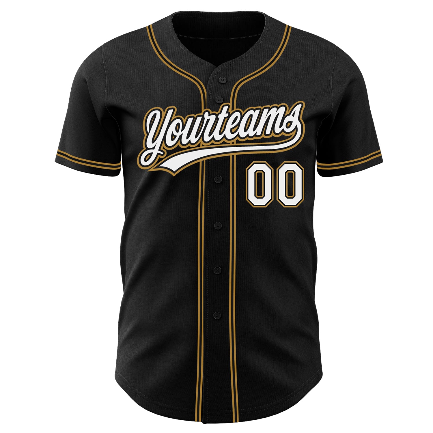 Custom Old Gold Black-White Authentic Baseball Jersey