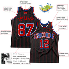 Load image into Gallery viewer, Custom Black Red Pinstripe Red-Royal Authentic Basketball Jersey
