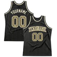 Load image into Gallery viewer, Custom Black Cream Pinstripe Camo-Cream Authentic Basketball Jersey
