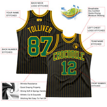 Load image into Gallery viewer, Custom Black Gold Pinstripe Kelly Green-Gold Authentic Basketball Jersey
