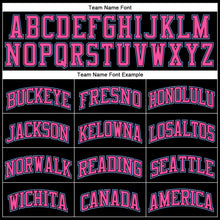 Load image into Gallery viewer, Custom Black Pink Pinstripe Pink-Light Blue Authentic Basketball Jersey
